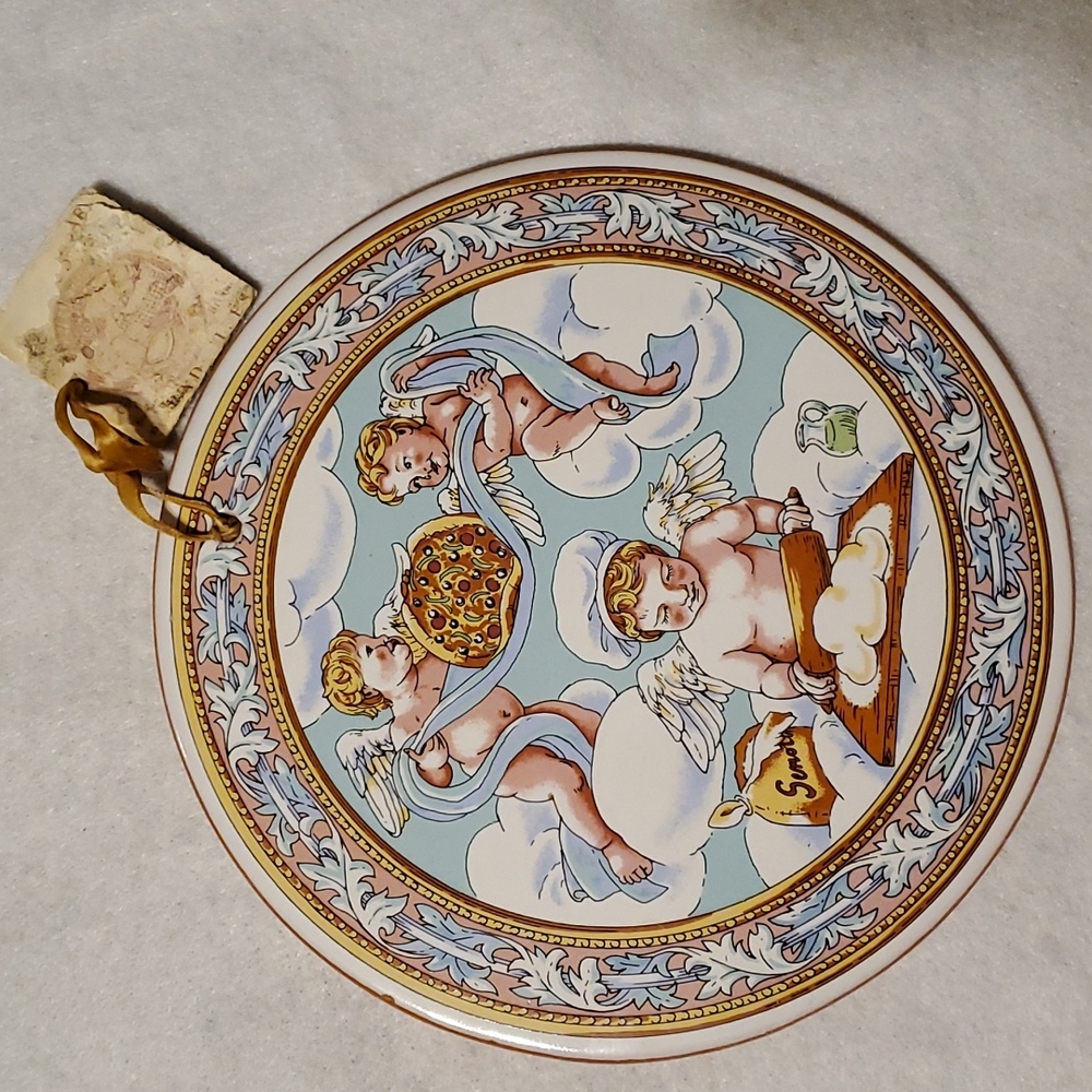 SANTA BARBARA CERAMIC DESIGN Bread Tile Plate-Italian BTITA-Vintage-8.5" Round
